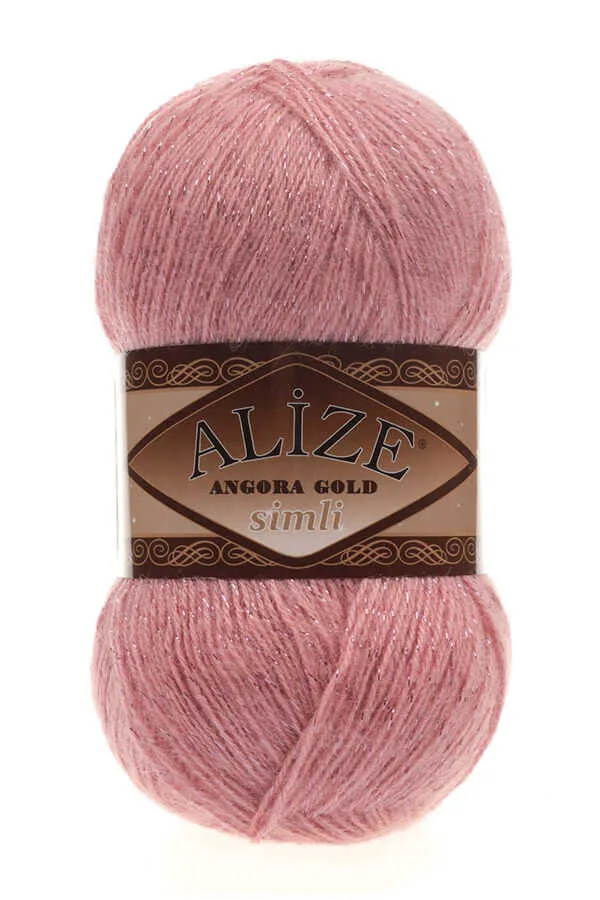 Alize Angora Gold Simli Örgü İpi SOMON PEMBE/144 - 1