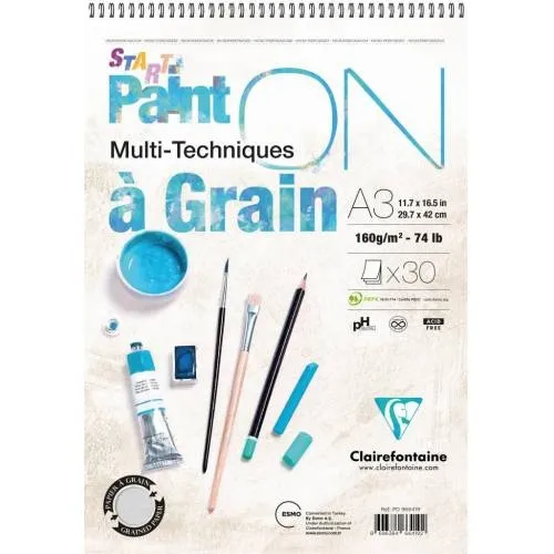 Clairefontaine - Clairefontaine Start Paint on a Grain A3 Eskiz Defteri 160gr - 30 Yaprak