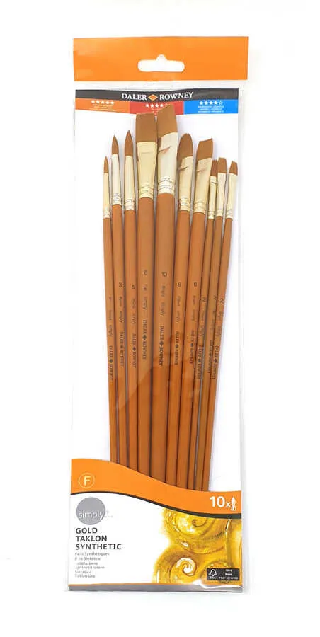 Daler Rowney Gold Taklon Sentetik Fırça 10lu