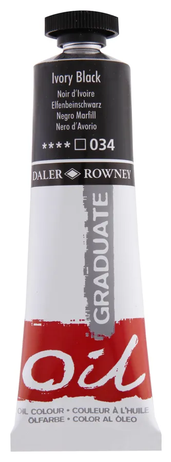 Daler Rowney - Daler Rowney Graduate Yağlı Boya 38ml - Ivory Black 034