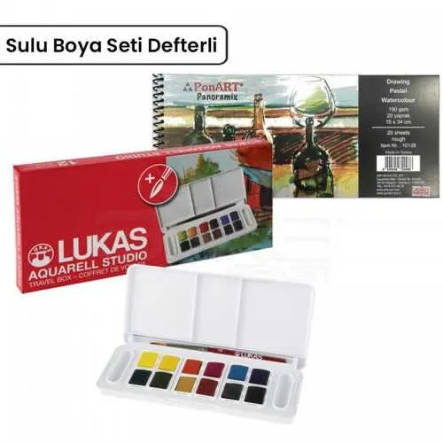 Lukas - Lukas Aquarell Studio Sulu Boya Seti 12'li Defter Hediyeli