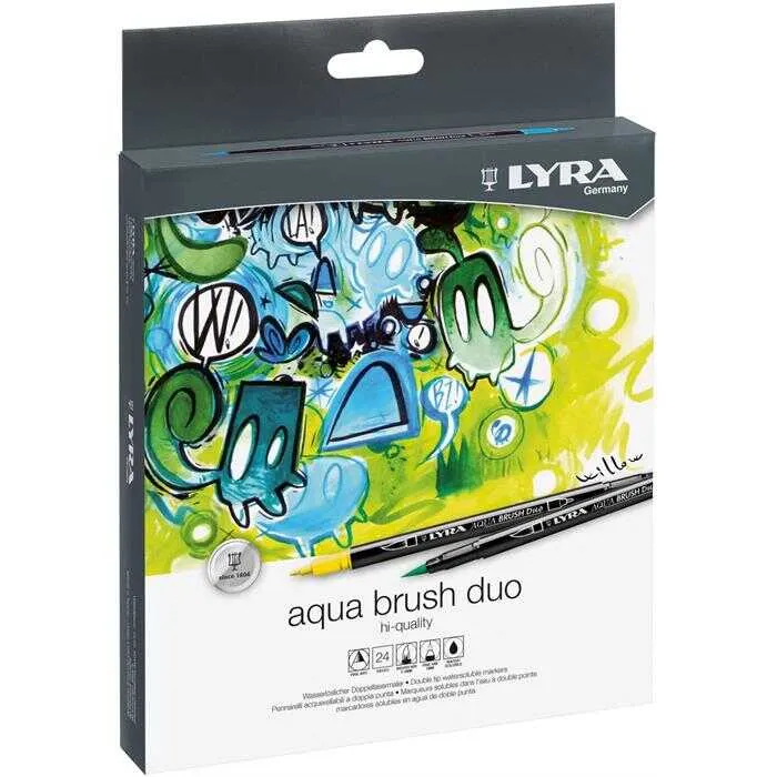 LYRA - Lyra Aquabrush Duo Çif Uçlu Çizim Kalemi 24 Renk