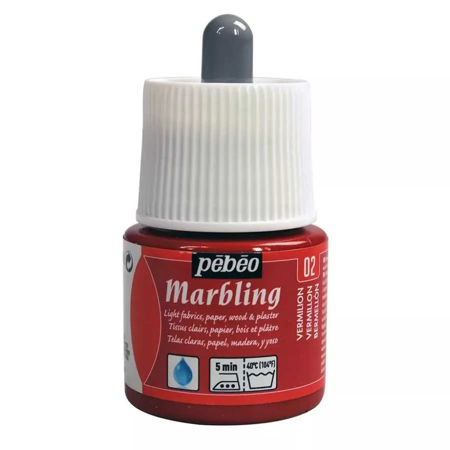 Pebeo - Pebeo Marbling Ebru Boyası - 02:Vermilion 45ml