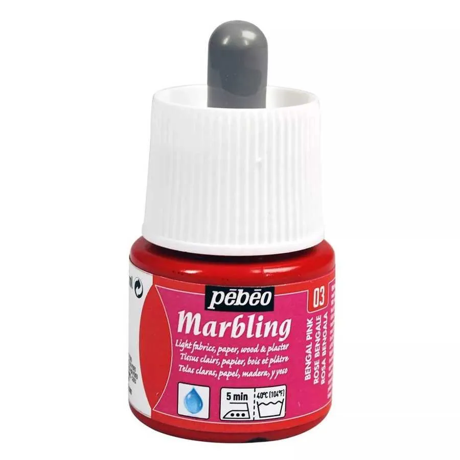 Pebeo - Pebeo Marbling Ebru Boyası - 03:Bengal Pink 45ml