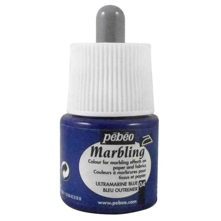 Pebeo - Pebeo Marbling Ebru Boyası - 04:Ultramarine Blue 45ml