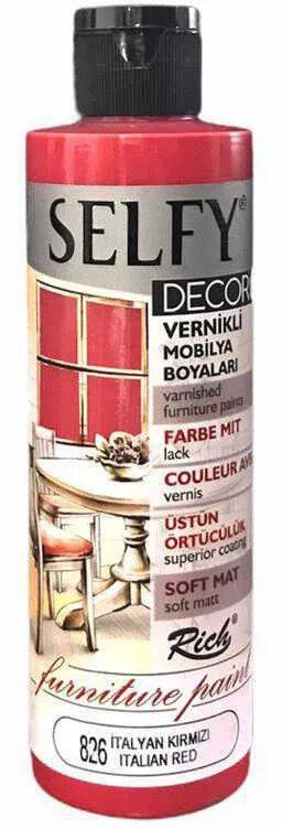 Rich - Rich Selfy Decor Kendinden Vernikli Boya - 826: İTALYAN KIRMIZI 240cc