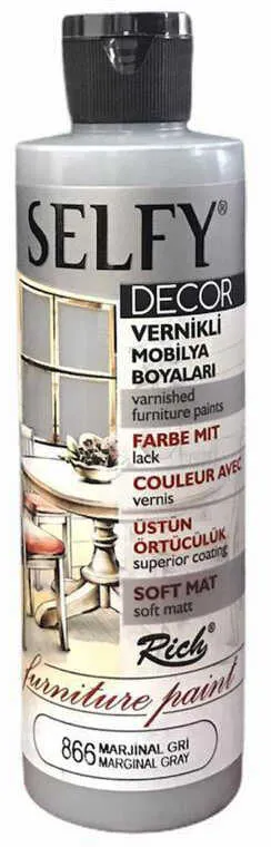 Rich - Rich Selfy Decor Kendinden Vernikli Boya - 866: MARJİNAL GRİ 240cc