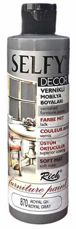 Rich - Rich Selfy Decor Kendinden Vernikli Boya - 870: ROYAL GRİ 240cc